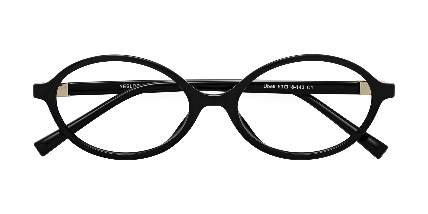 Folded Front of Ubell in Black with Clear Eyeglass Lenses
