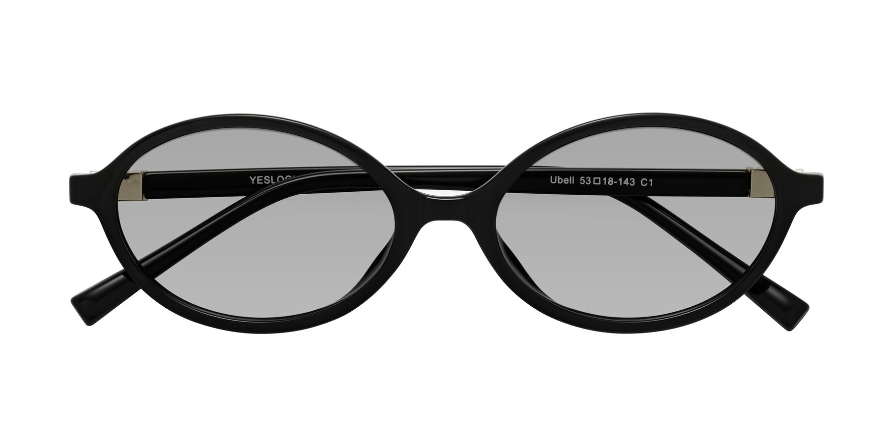 Folded Front of Ubell in Black with Light Gray Tinted Lenses