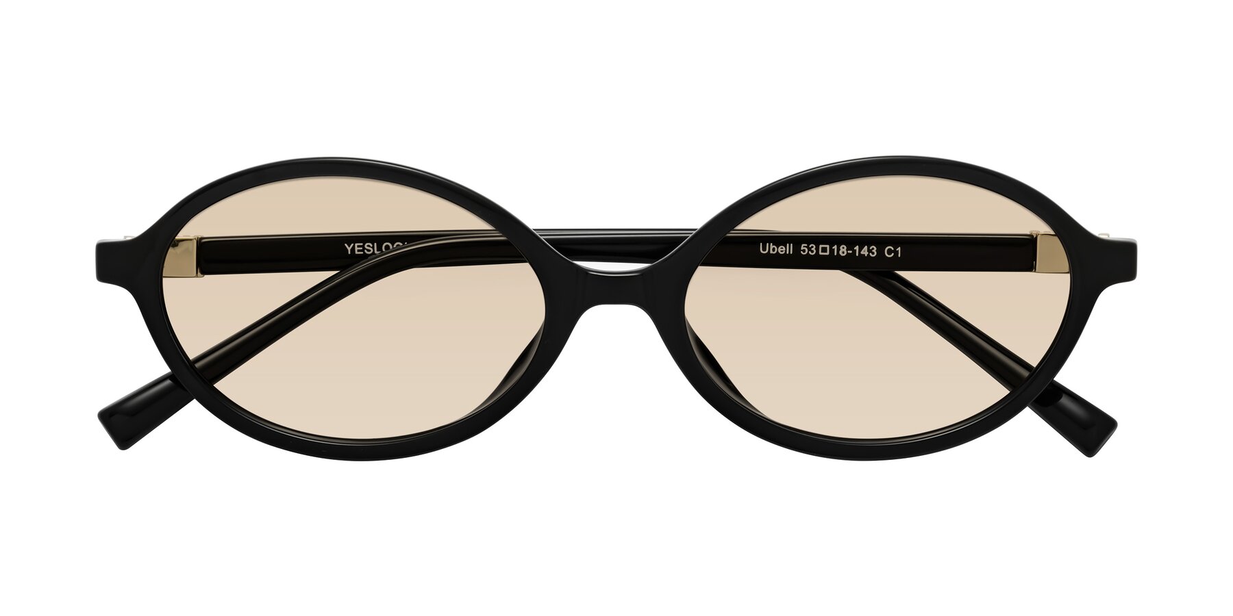 Folded Front of Ubell in Black with Light Brown Tinted Lenses