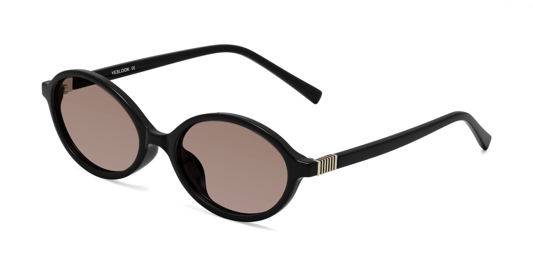 Angle of Ubell in Black with Medium Brown Tinted Lenses