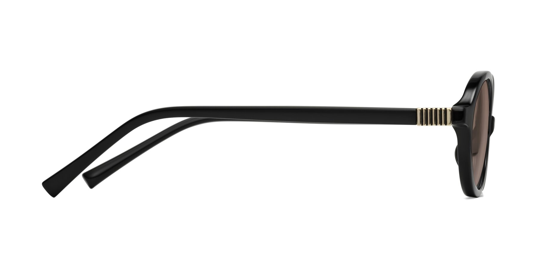 Side of Ubell in Black with Medium Brown Tinted Lenses