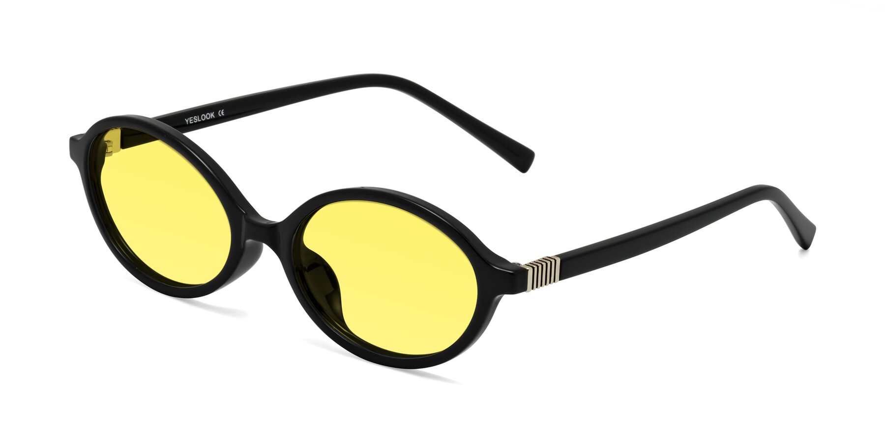 Angle of Ubell in Black with Medium Yellow Tinted Lenses