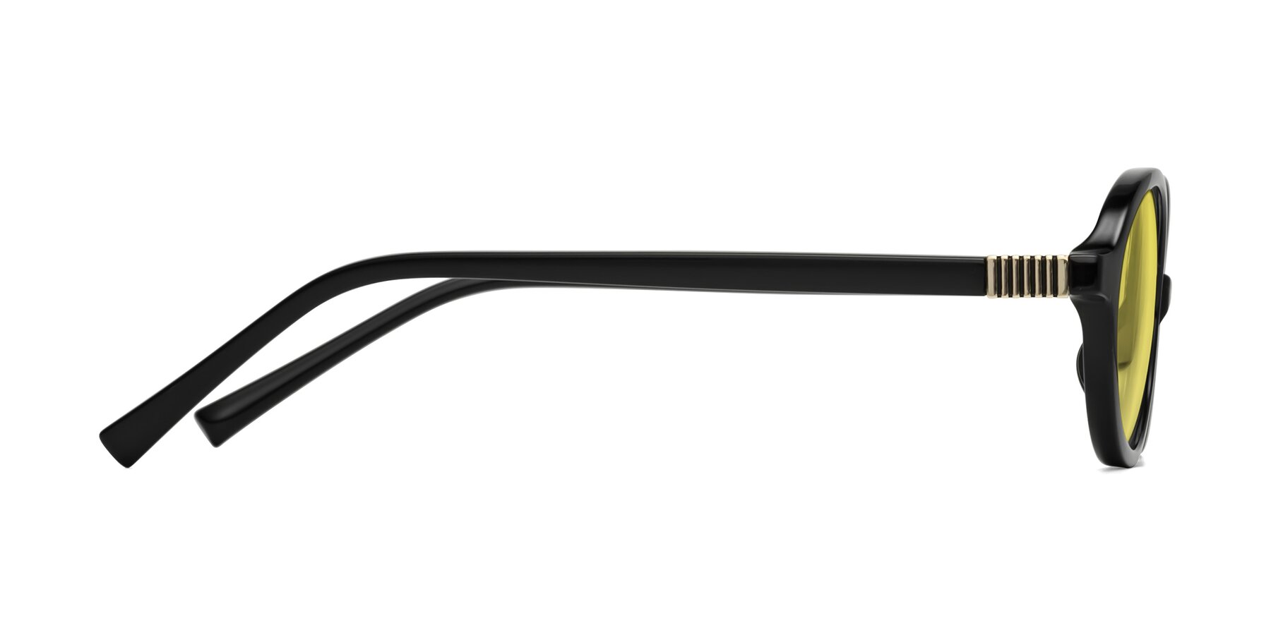 Side of Ubell in Black with Medium Yellow Tinted Lenses