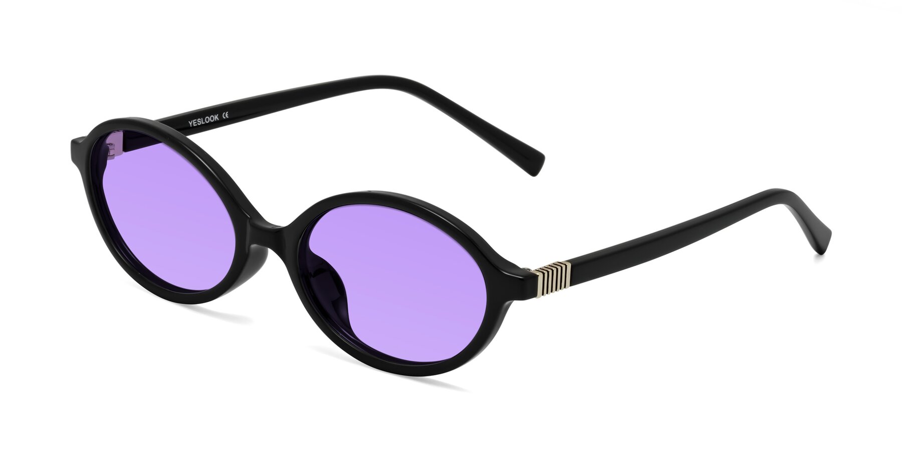 Angle of Ubell in Black with Medium Purple Tinted Lenses
