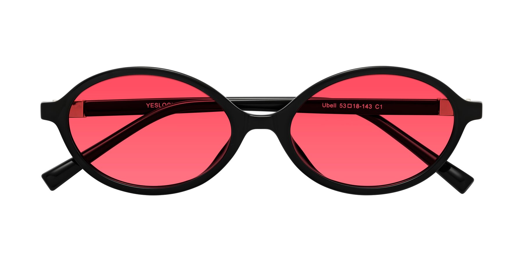 Folded Front of Ubell in Black with Red Tinted Lenses