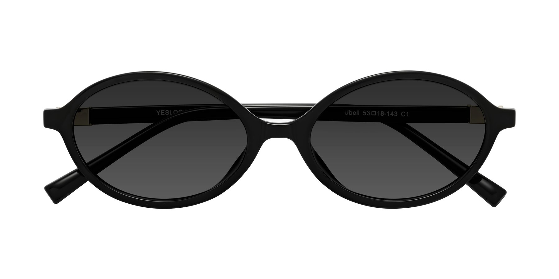 Folded Front of Ubell in Black with Gray Tinted Lenses