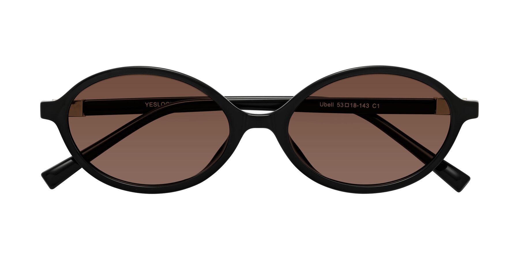 Folded Front of Ubell in Black with Brown Tinted Lenses