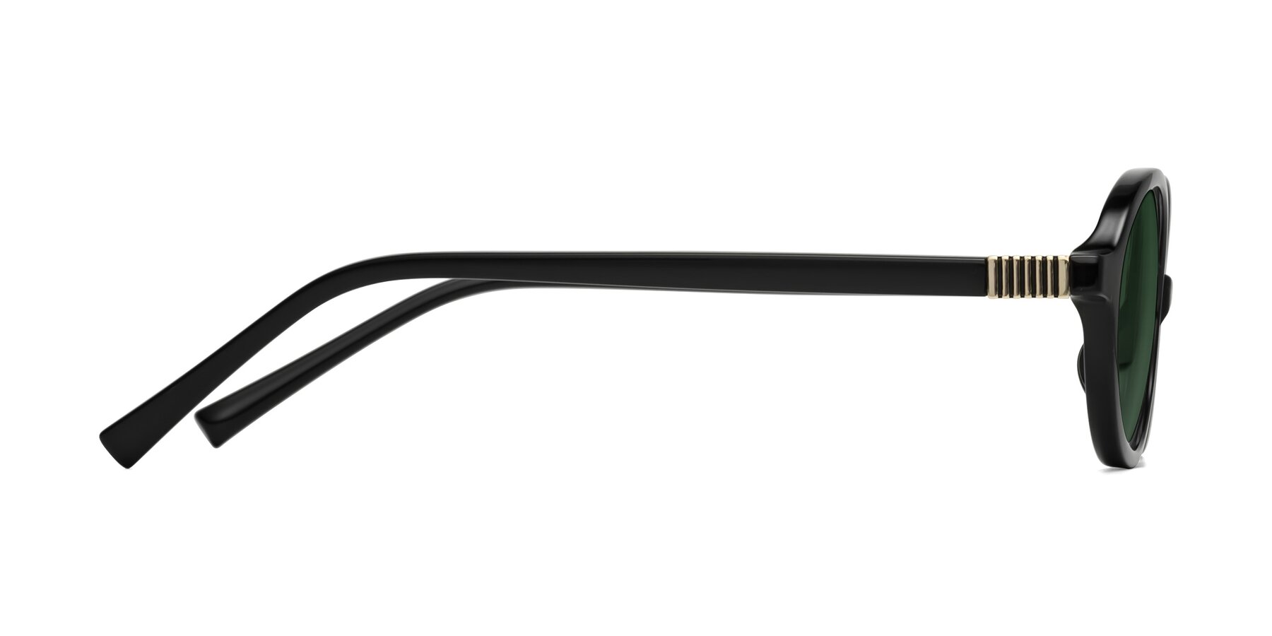 Side of Ubell in Black with Green Tinted Lenses