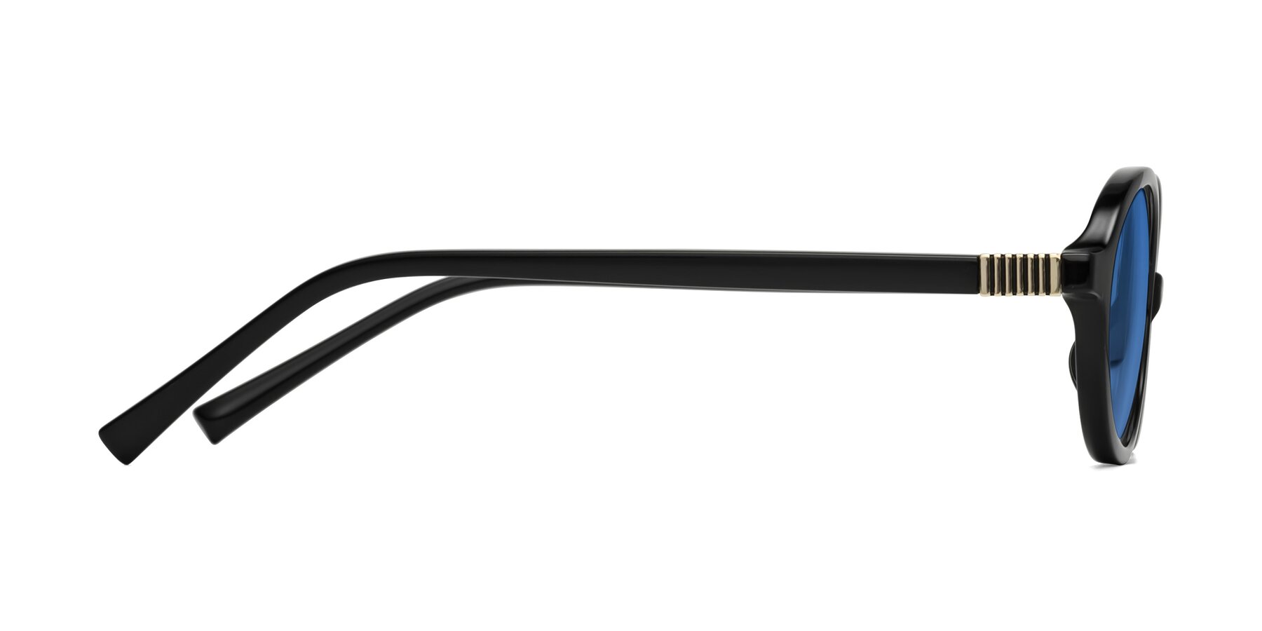 Side of Ubell in Black with Blue Tinted Lenses