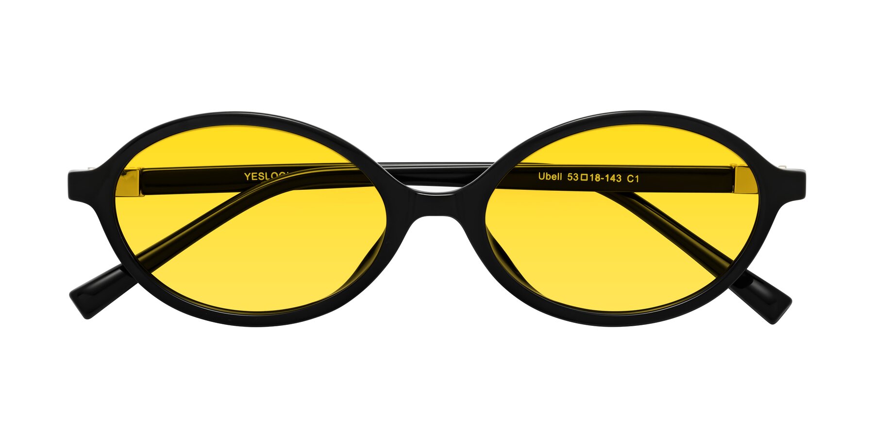 Folded Front of Ubell in Black with Yellow Tinted Lenses