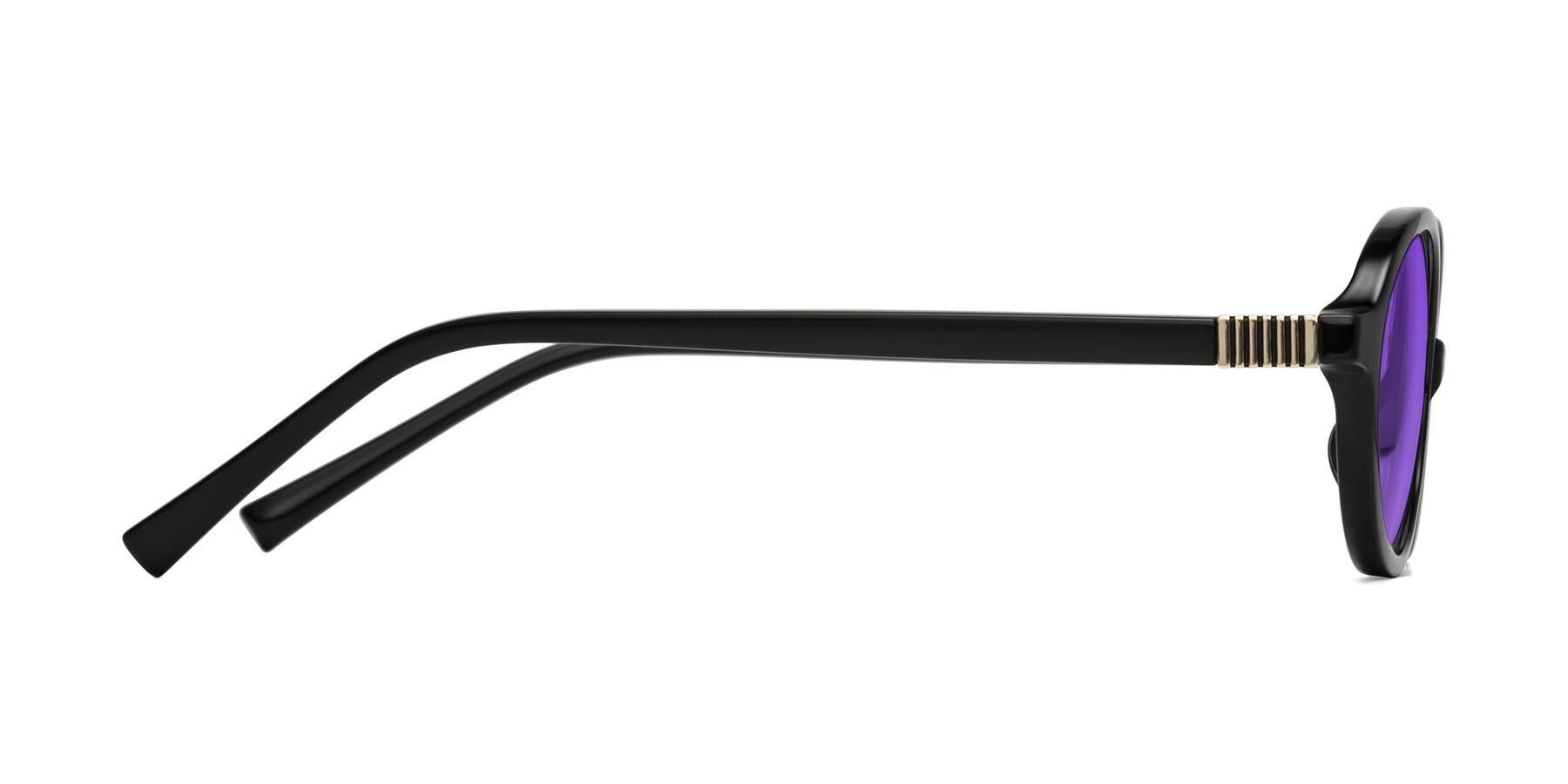Side of Ubell in Black with Purple Tinted Lenses