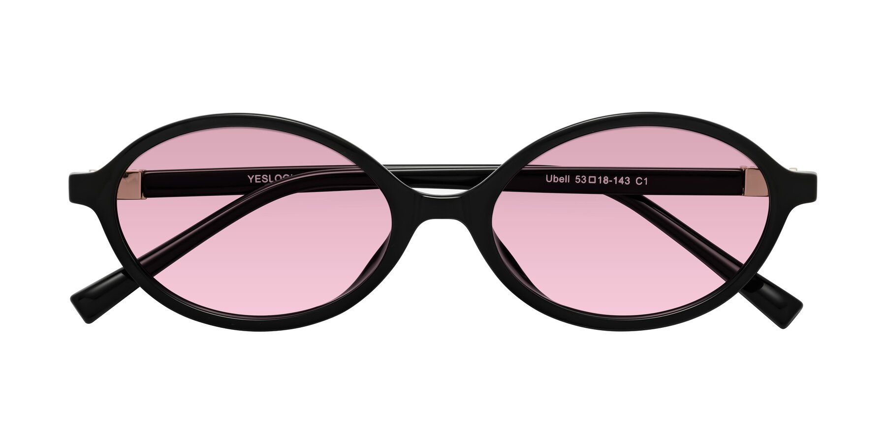 Folded Front of Ubell in Black with Light Wine Tinted Lenses