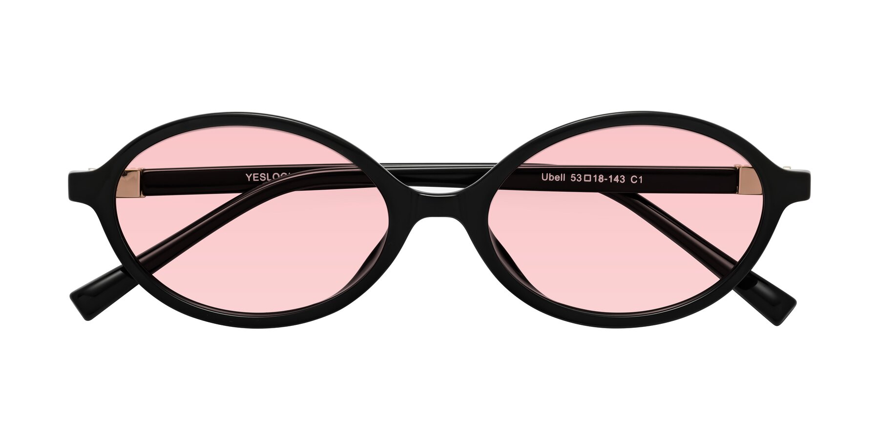 Folded Front of Ubell in Black with Light Garnet Tinted Lenses