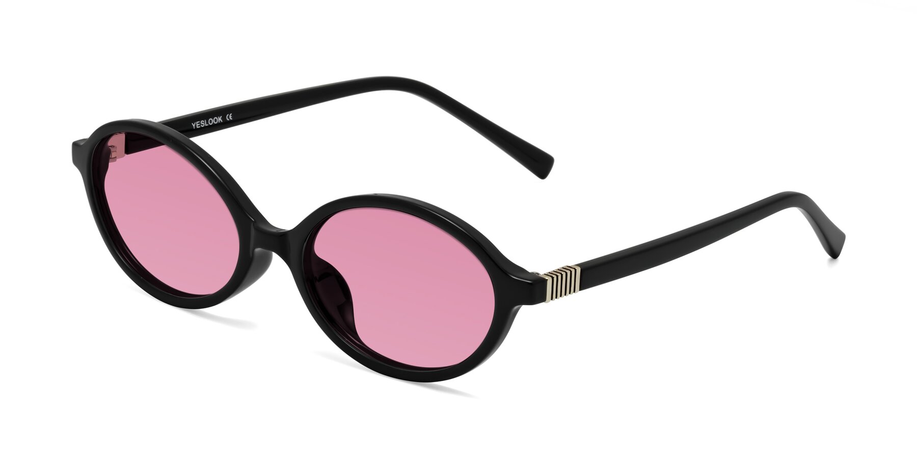 Angle of Ubell in Black with Medium Wine Tinted Lenses
