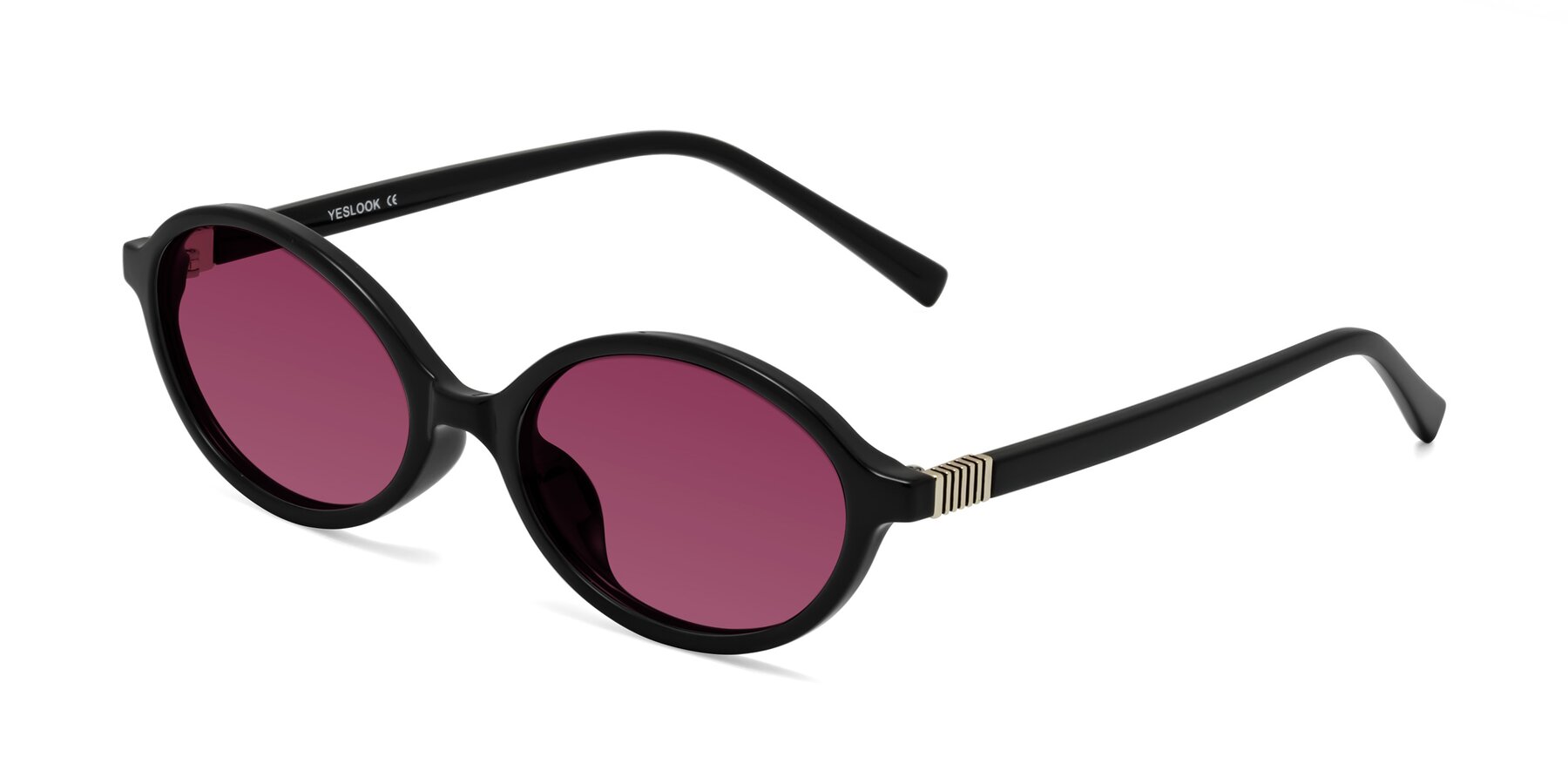 Angle of Ubell in Black with Wine Tinted Lenses
