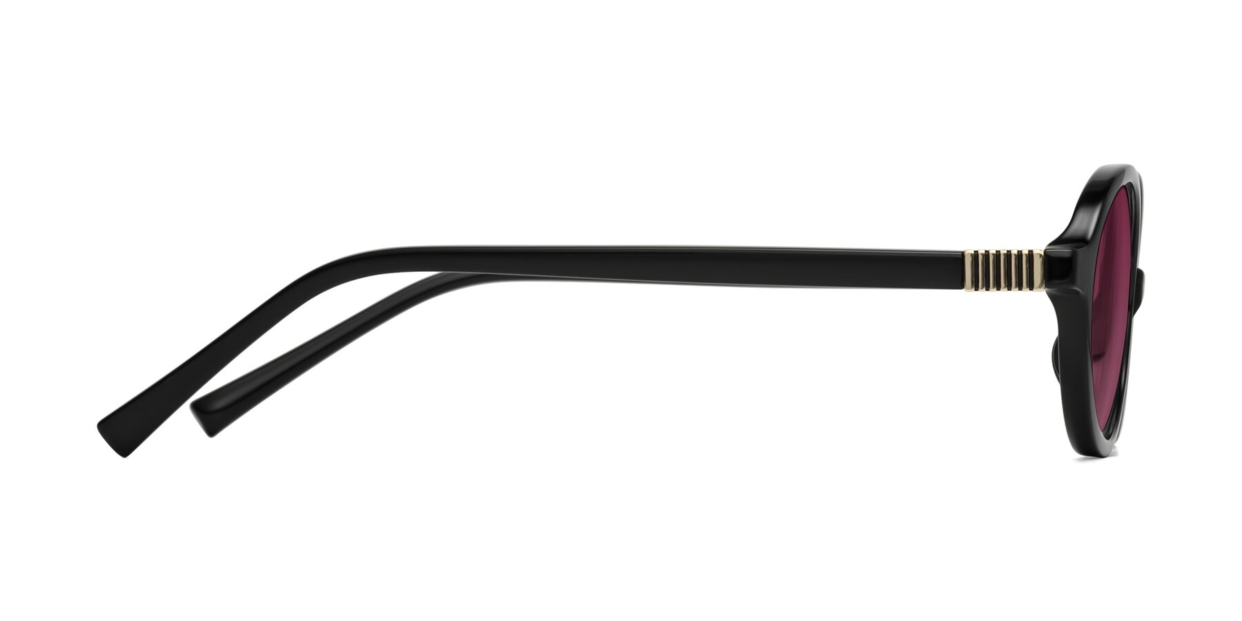 Side of Ubell in Black with Wine Tinted Lenses