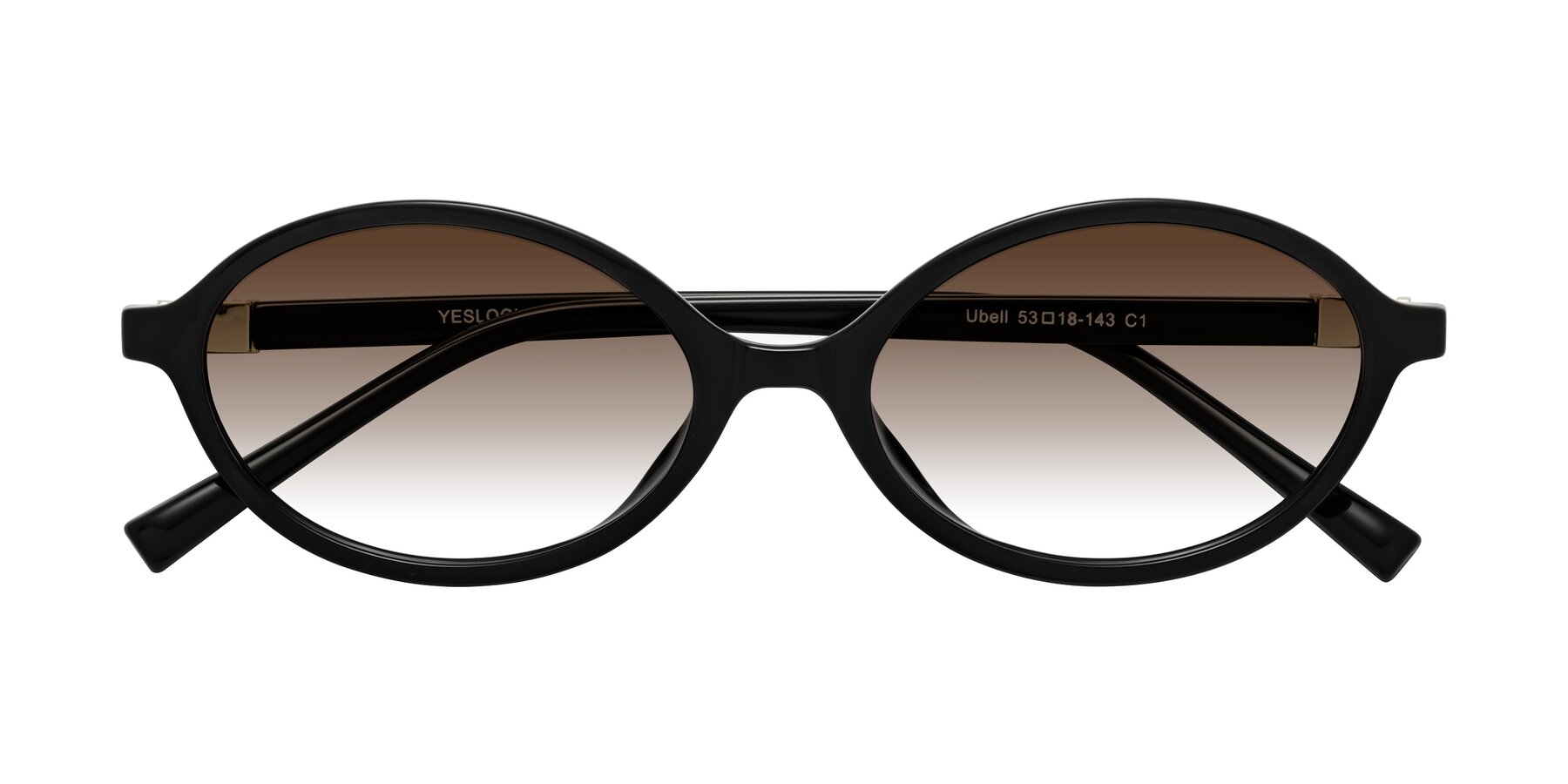 Folded Front of Ubell in Black with Brown Gradient Lenses