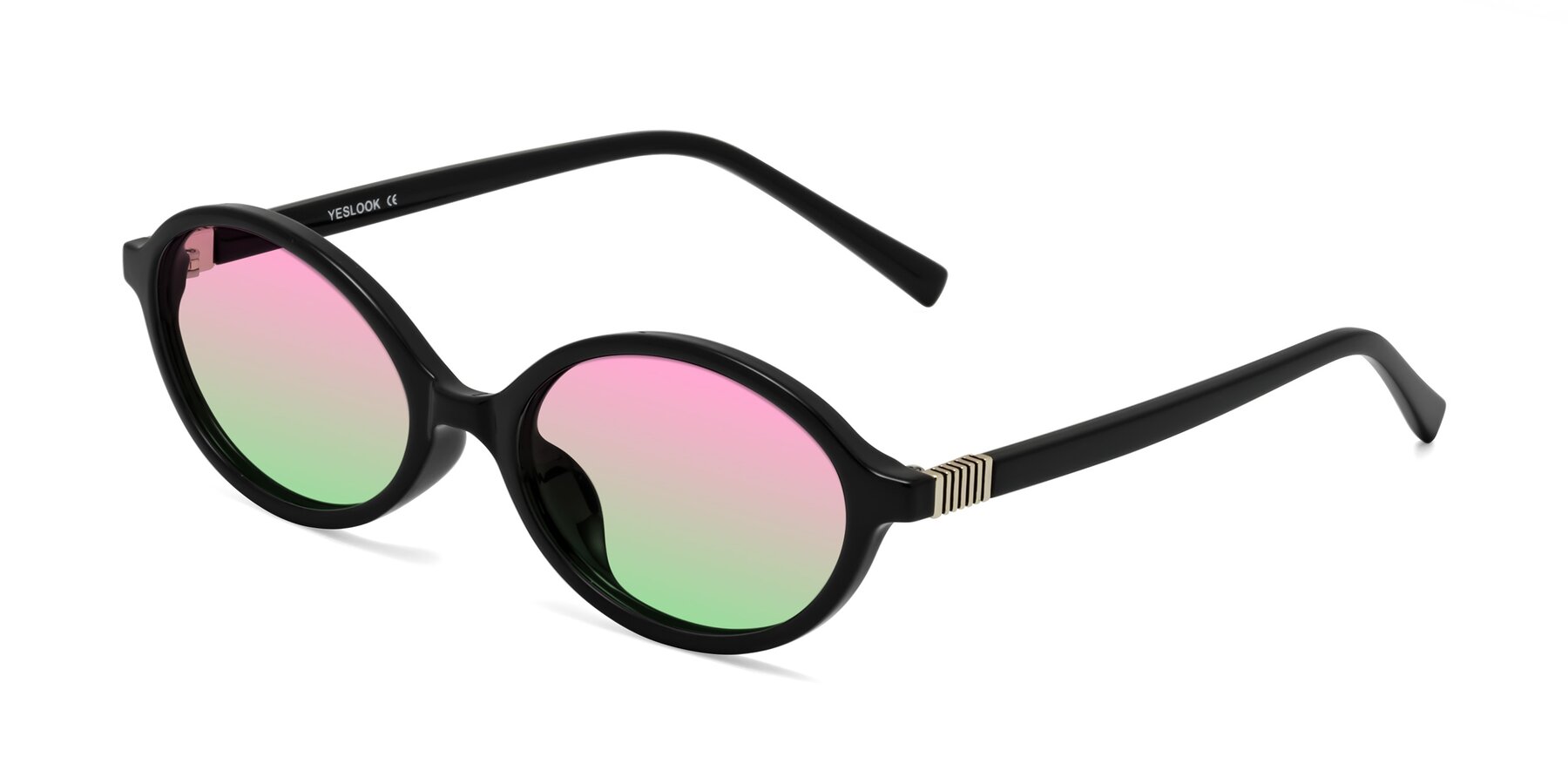 Angle of Ubell in Black with Pink / Green Gradient Lenses