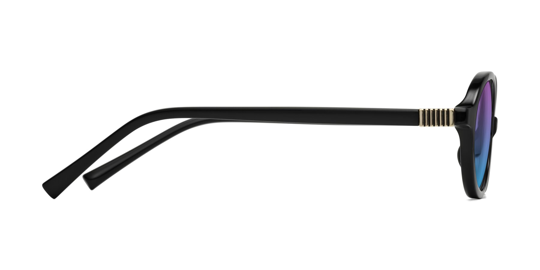 Side of Ubell in Black with Purple / Blue Gradient Lenses