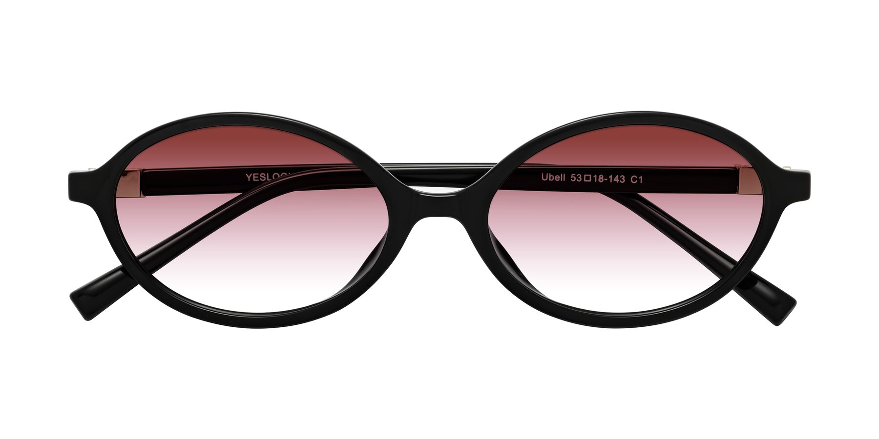 Folded Front of Ubell in Black with Garnet Gradient Lenses