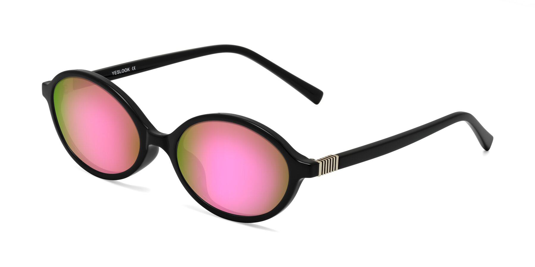 Angle of Ubell in Black with Pink Mirrored Lenses