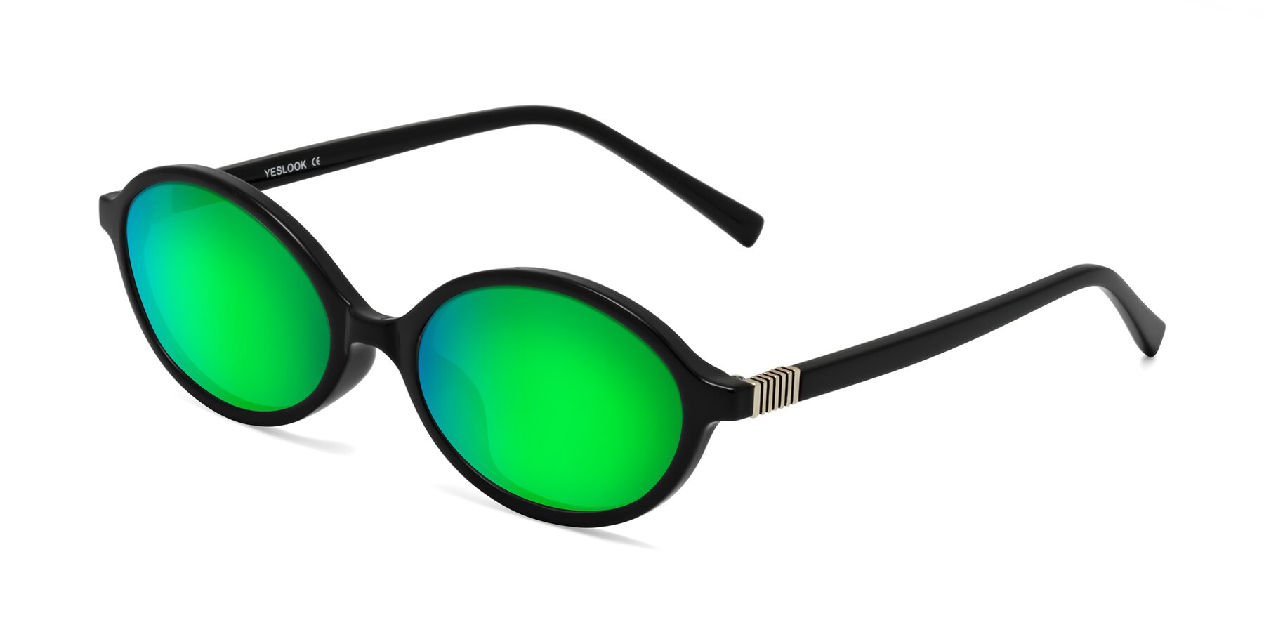 Angle of Ubell in Black with Green Mirrored Lenses