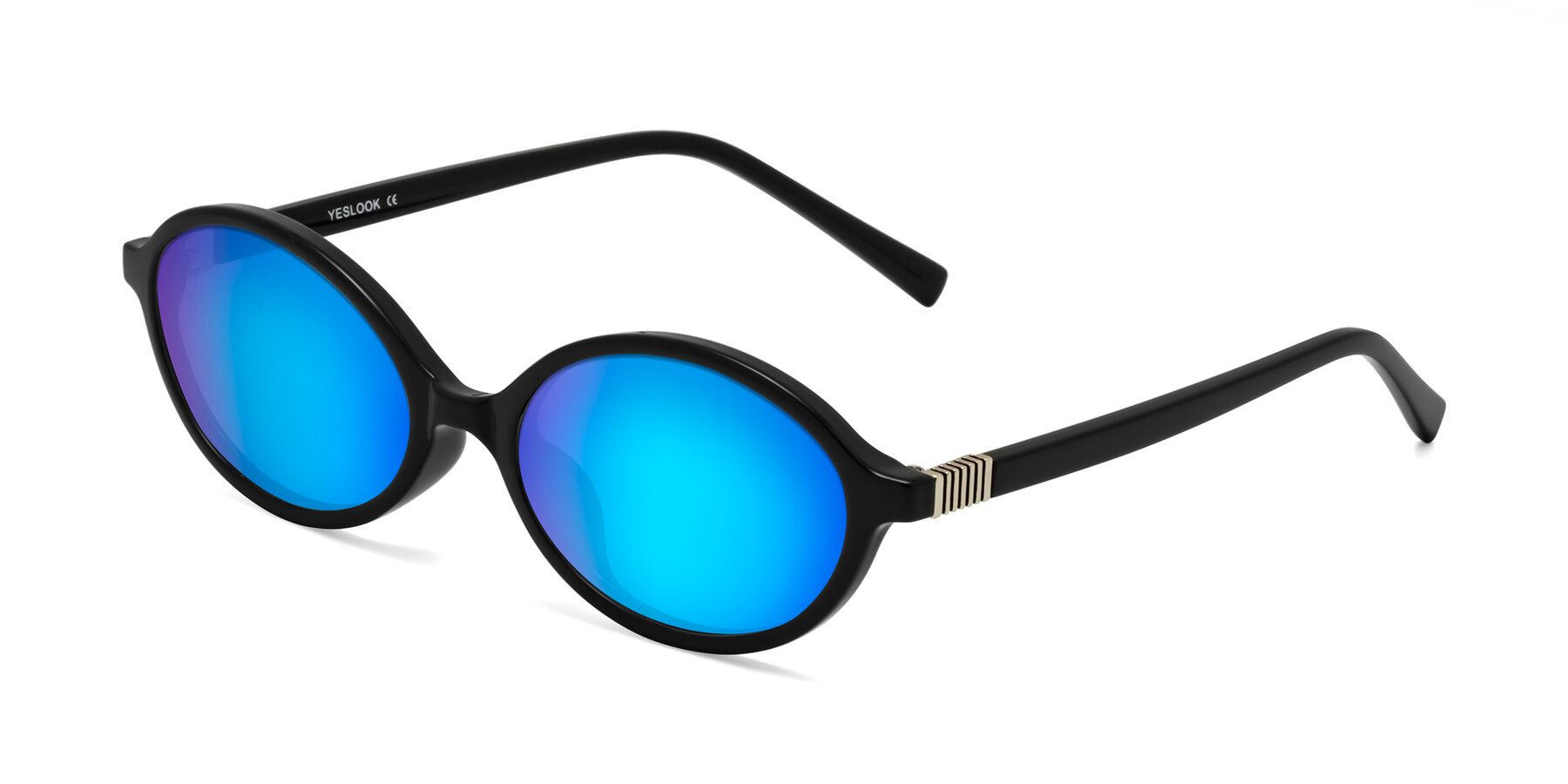 Angle of Ubell in Black with Blue Mirrored Lenses