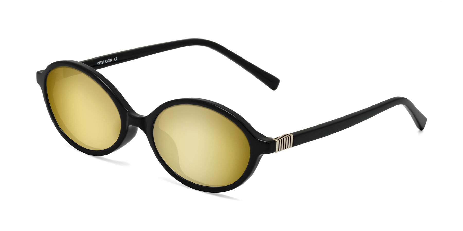 Angle of Ubell in Black with Gold Mirrored Lenses