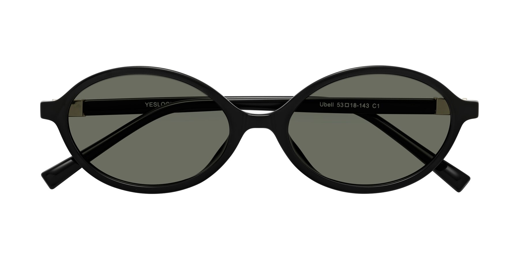 Folded Front of Ubell in Black with Gray Polarized Lenses