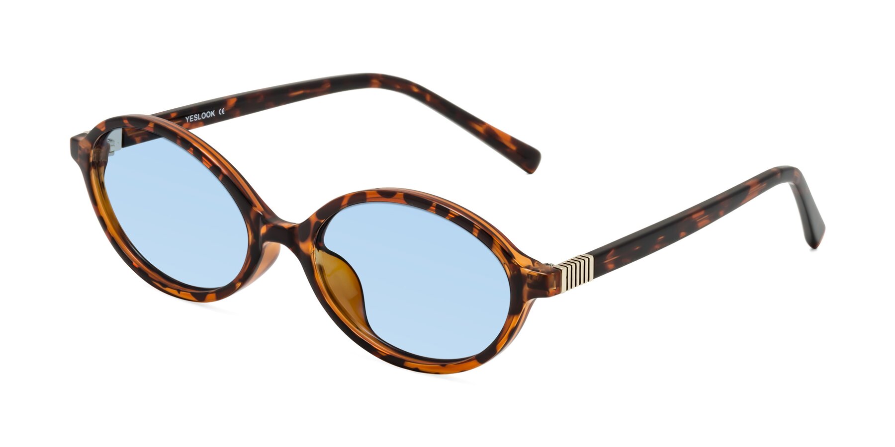 Angle of Ubell in Tortoise with Light Blue Tinted Lenses