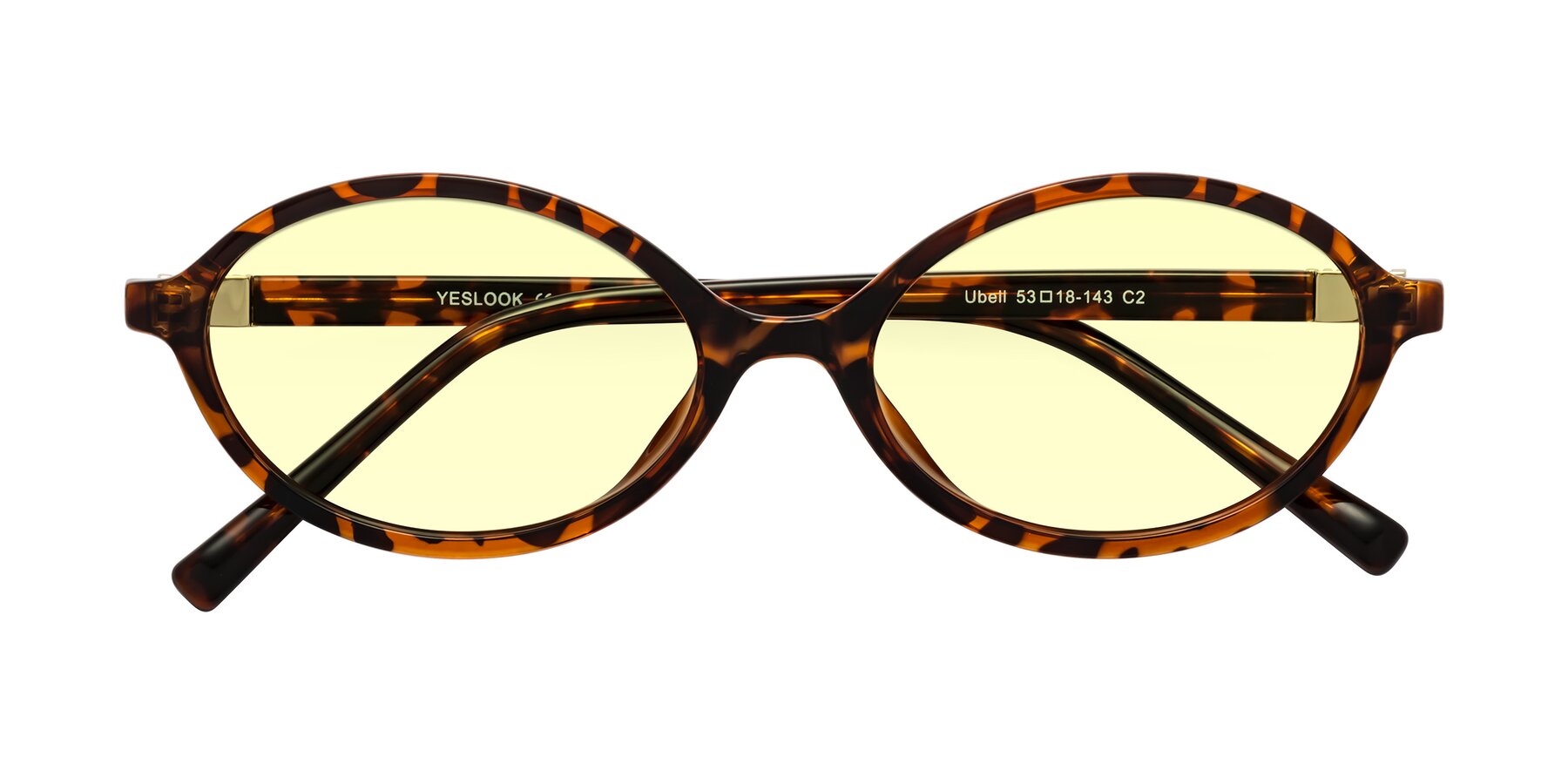 Folded Front of Ubell in Tortoise with Light Yellow Tinted Lenses