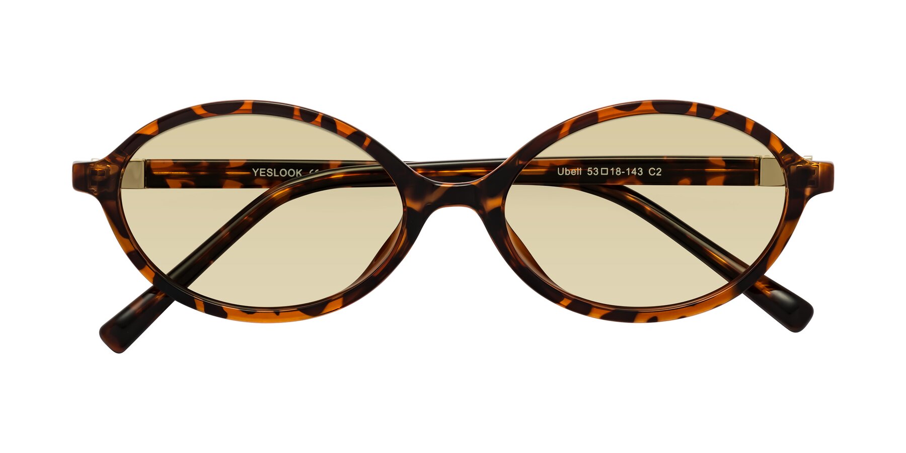Folded Front of Ubell in Tortoise with Light Champagne Tinted Lenses