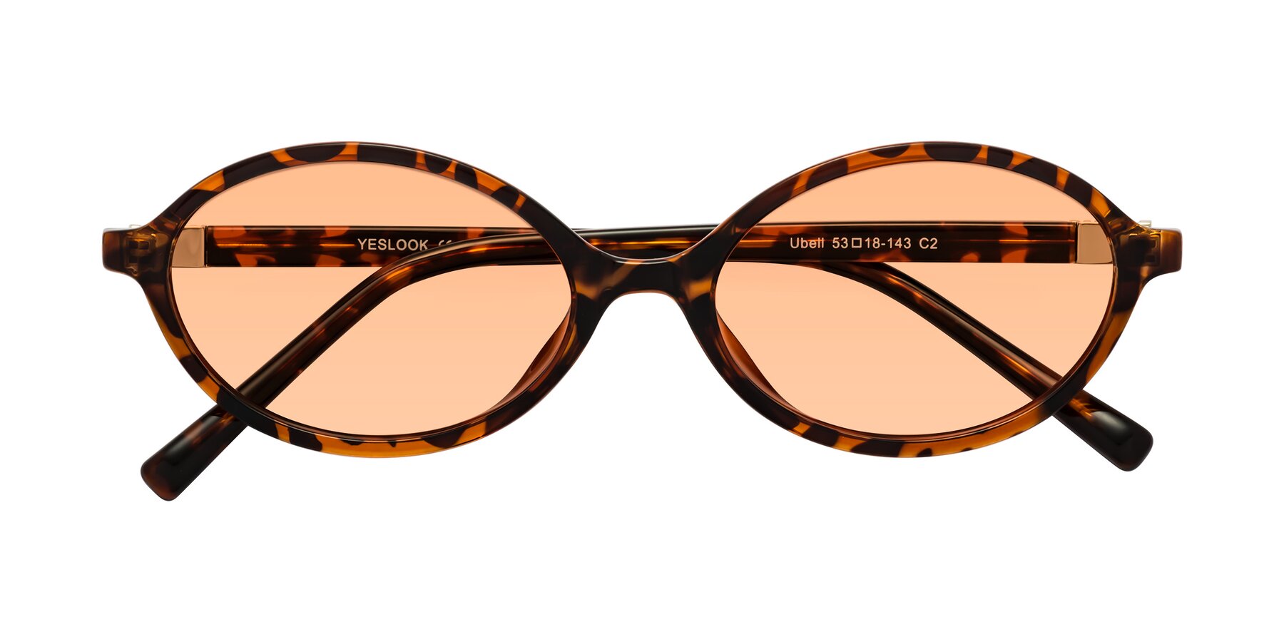 Folded Front of Ubell in Tortoise with Light Orange Tinted Lenses