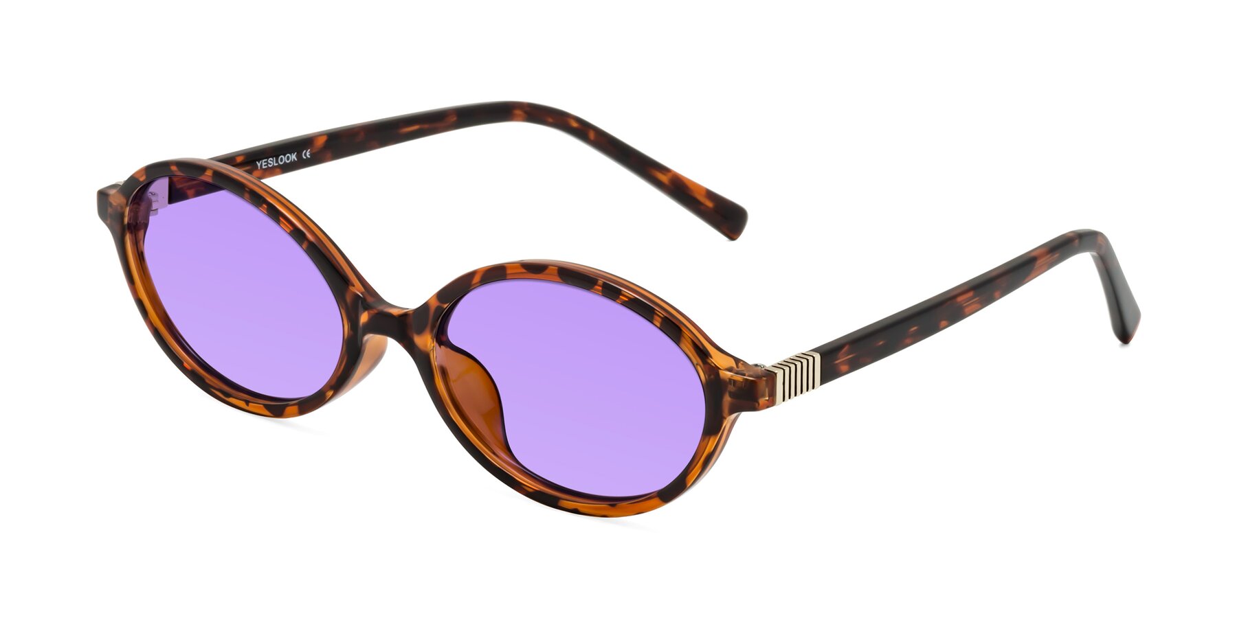 Angle of Ubell in Tortoise with Medium Purple Tinted Lenses