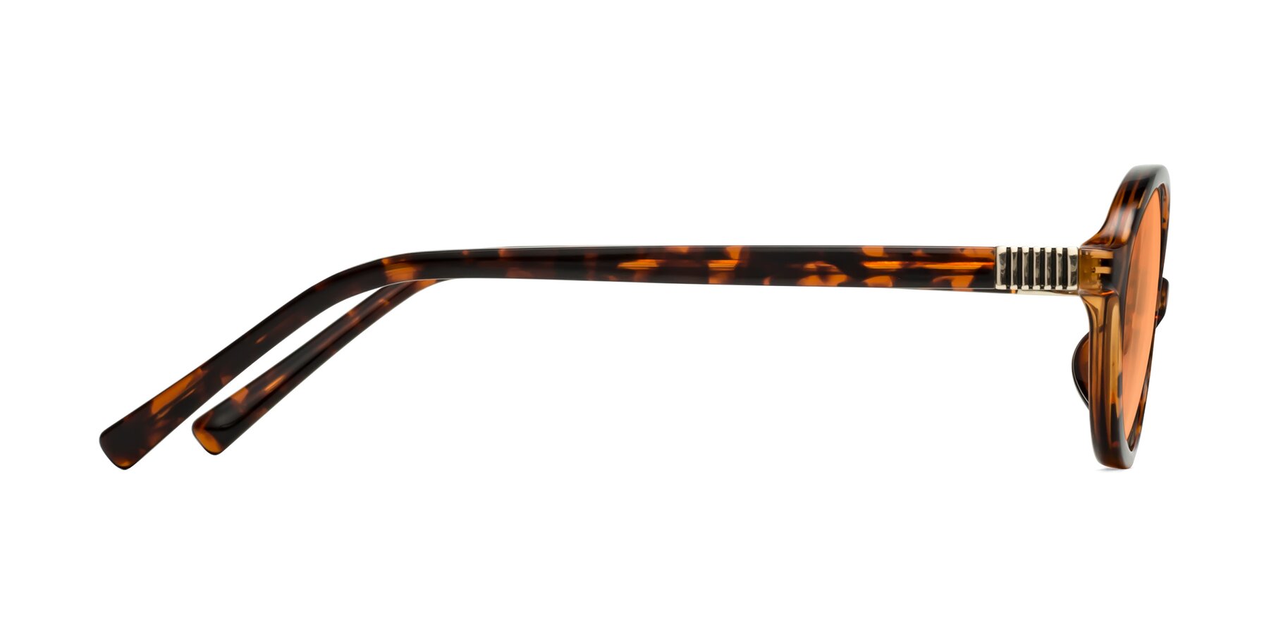 Side of Ubell in Tortoise with Medium Orange Tinted Lenses
