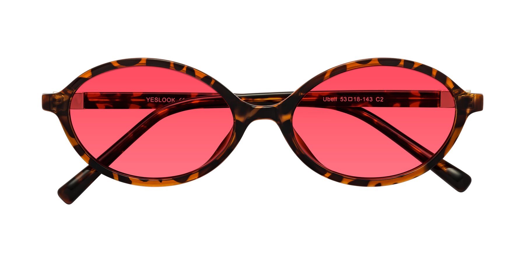 Folded Front of Ubell in Tortoise with Red Tinted Lenses