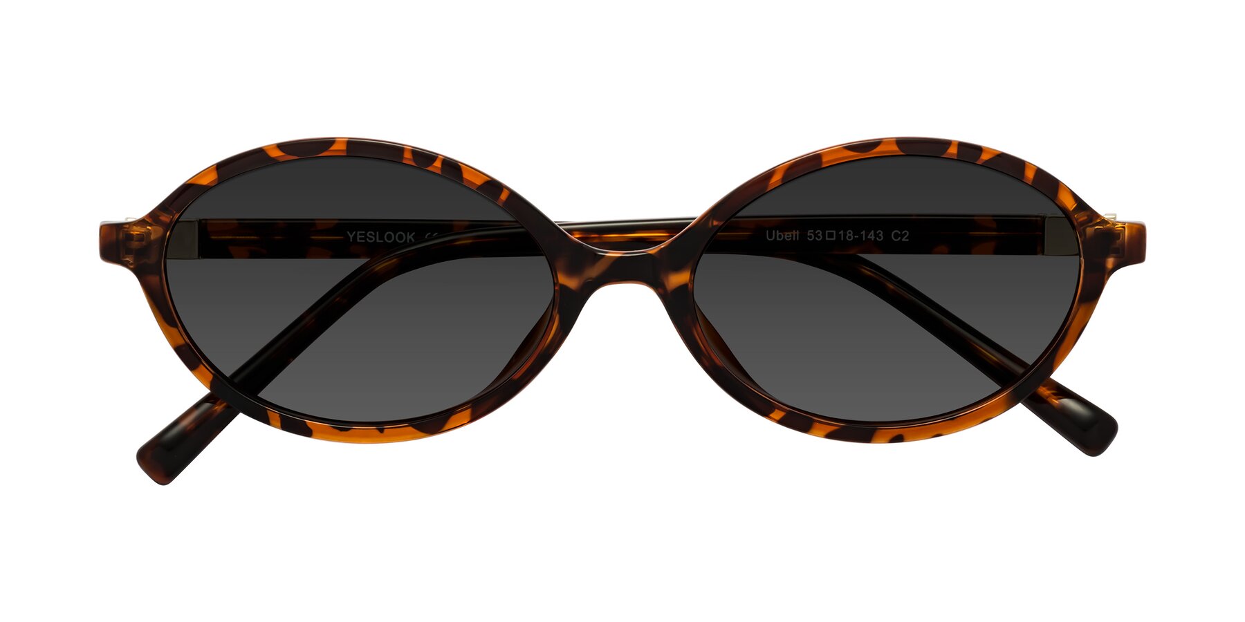 Folded Front of Ubell in Tortoise with Gray Tinted Lenses
