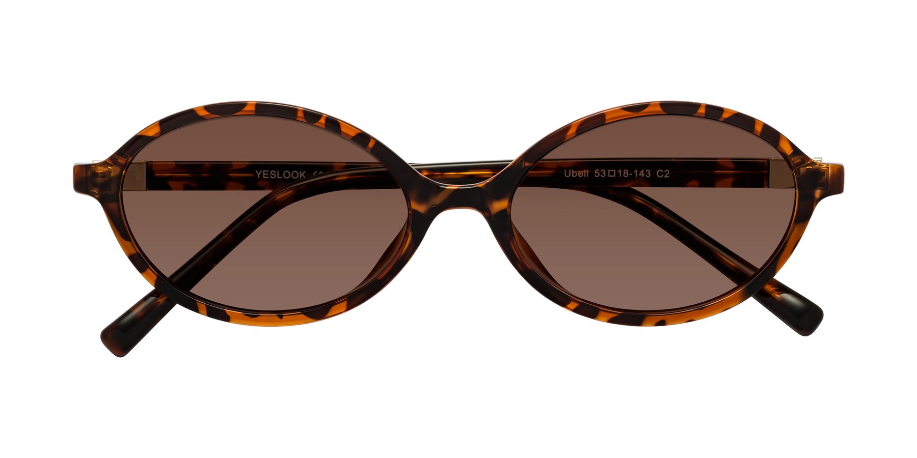 Folded Front of Ubell in Tortoise with Brown Tinted Lenses