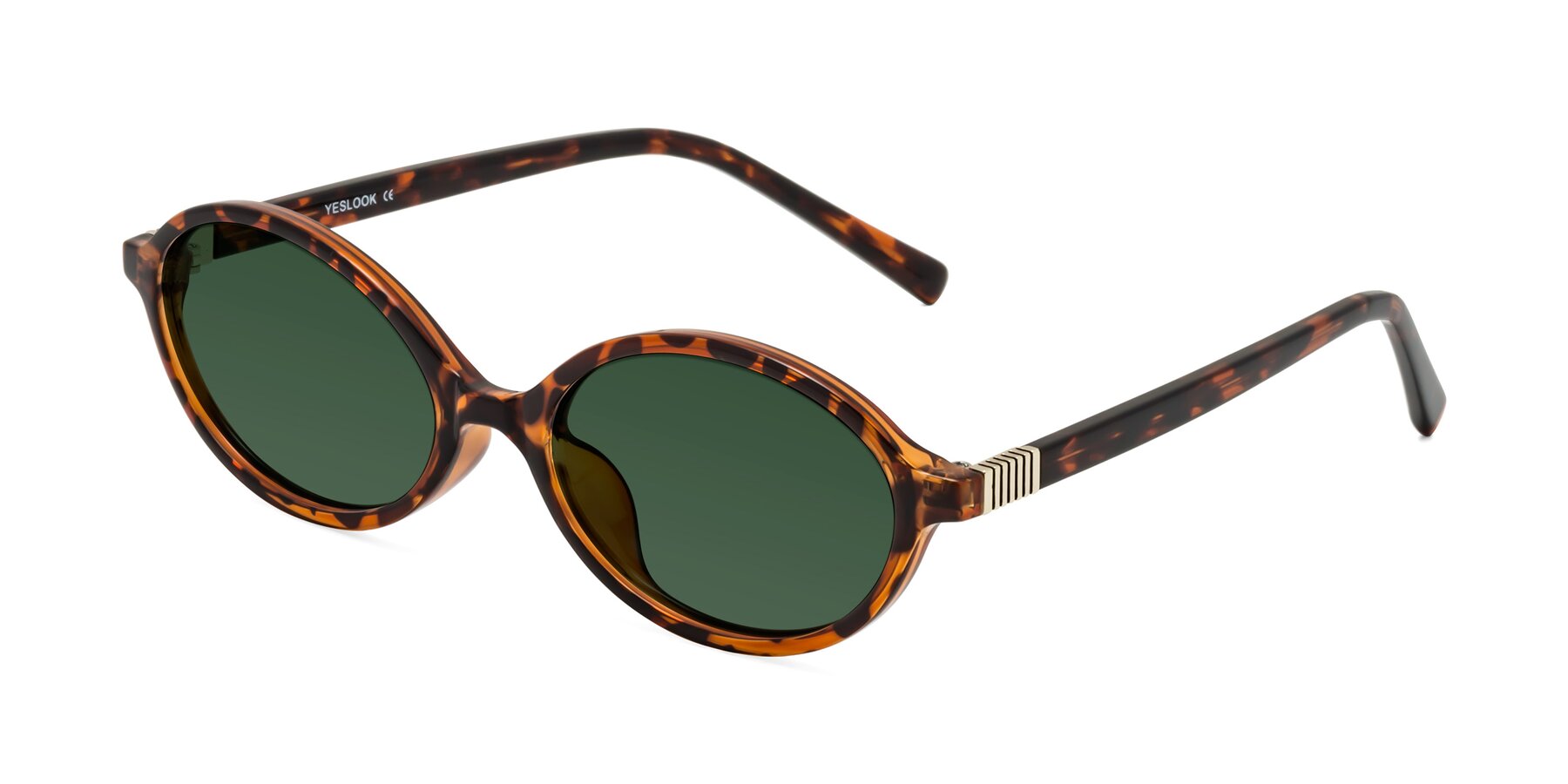 Angle of Ubell in Tortoise with Green Tinted Lenses