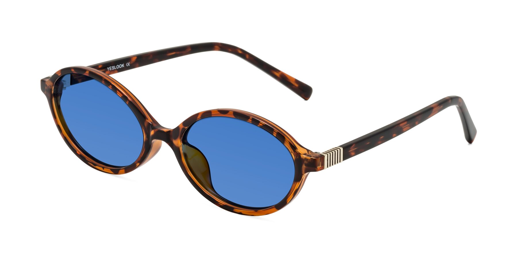 Angle of Ubell in Tortoise with Blue Tinted Lenses