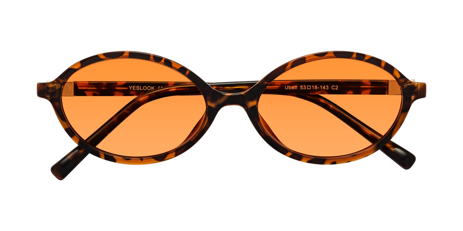 Folded Front of Ubell in Tortoise with Orange Tinted Lenses