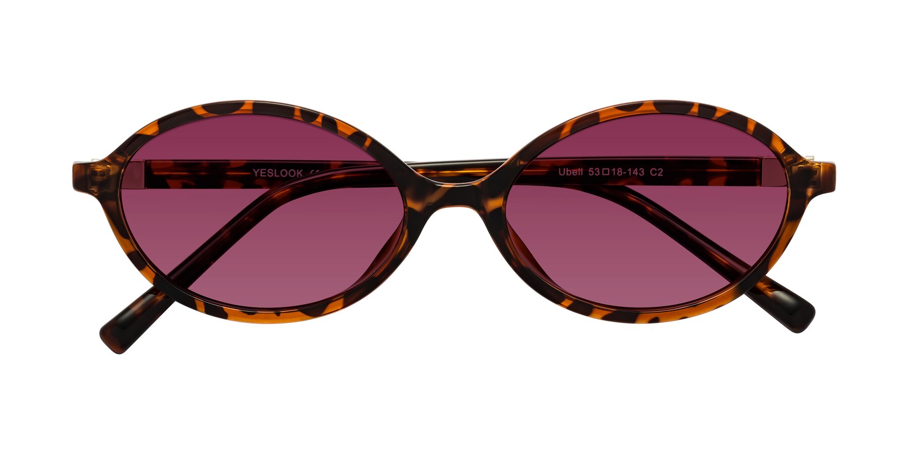 Folded Front of Ubell in Tortoise with Wine Tinted Lenses