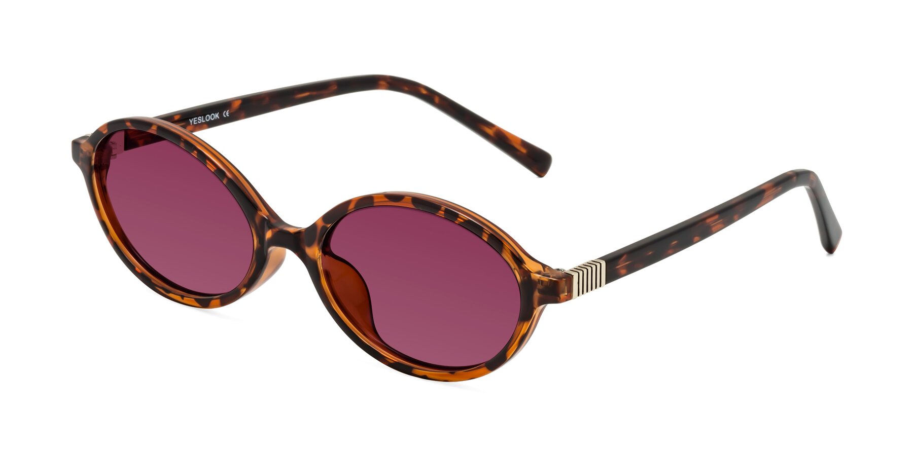 Angle of Ubell in Tortoise with Wine Tinted Lenses