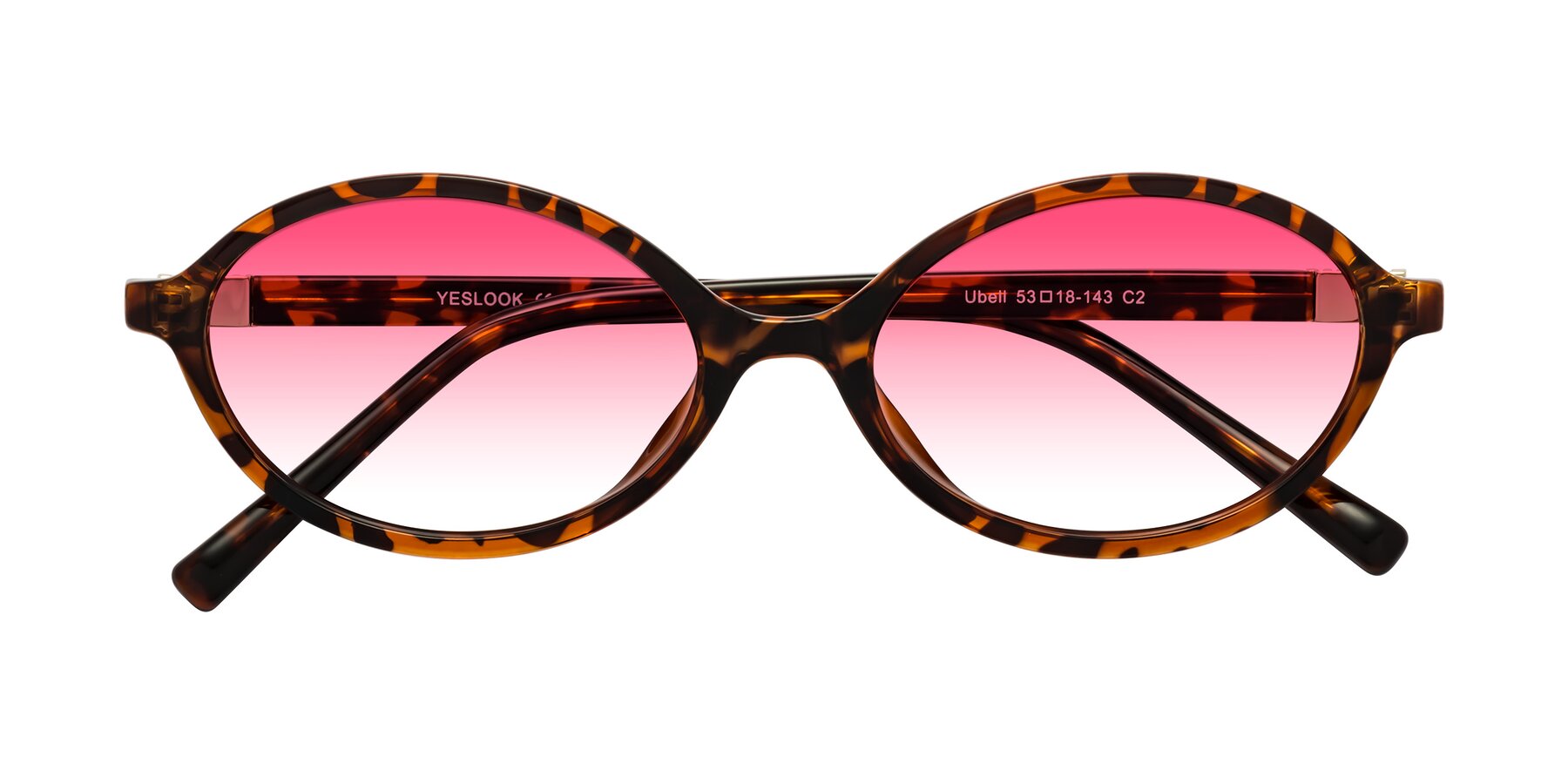 Folded Front of Ubell in Tortoise with Pink Gradient Lenses