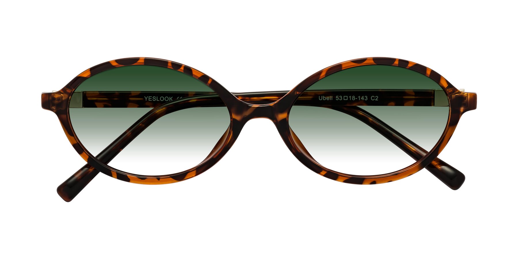 Folded Front of Ubell in Tortoise with Green Gradient Lenses