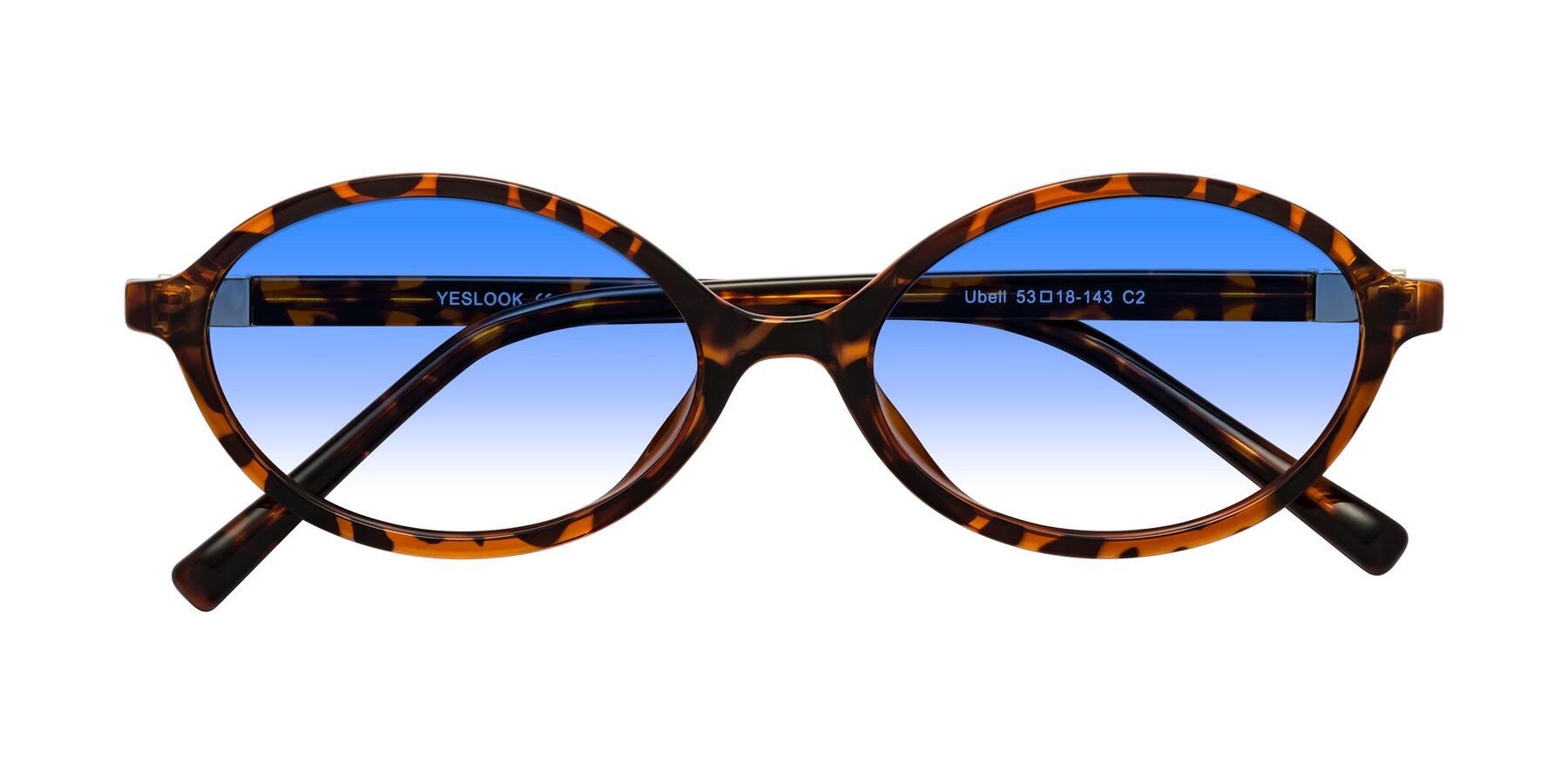 Folded Front of Ubell in Tortoise with Blue Gradient Lenses