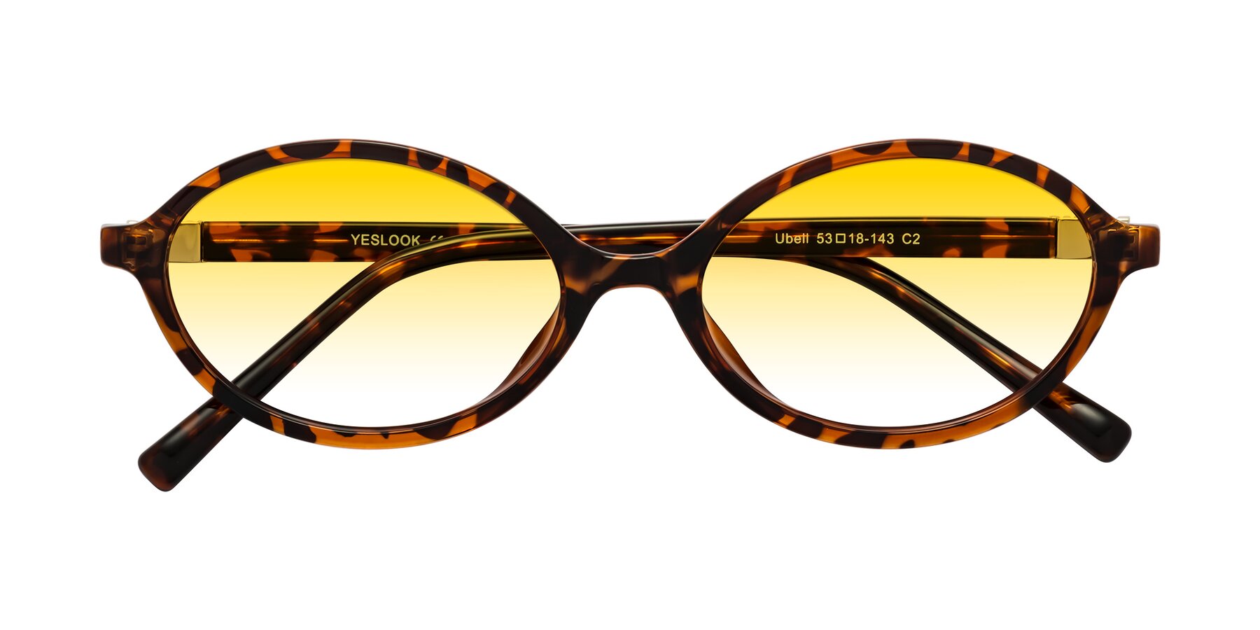 Folded Front of Ubell in Tortoise with Yellow Gradient Lenses