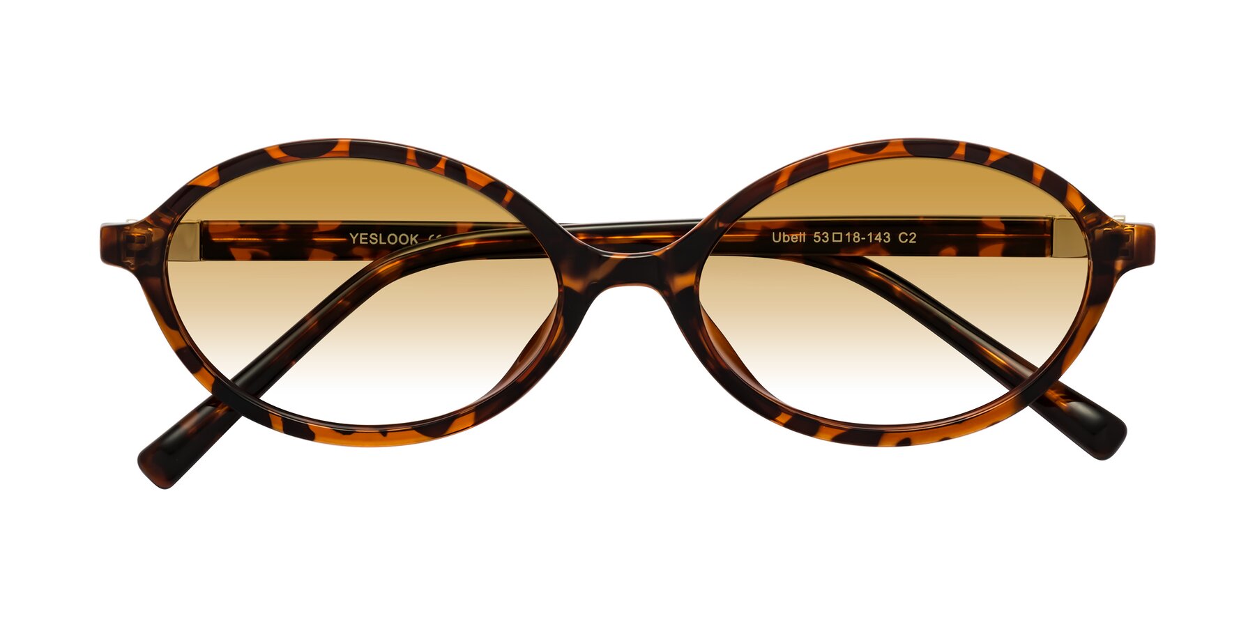 Folded Front of Ubell in Tortoise with Champagne Gradient Lenses