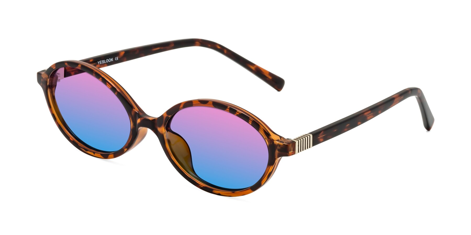 Angle of Ubell in Tortoise with Pink / Blue Gradient Lenses