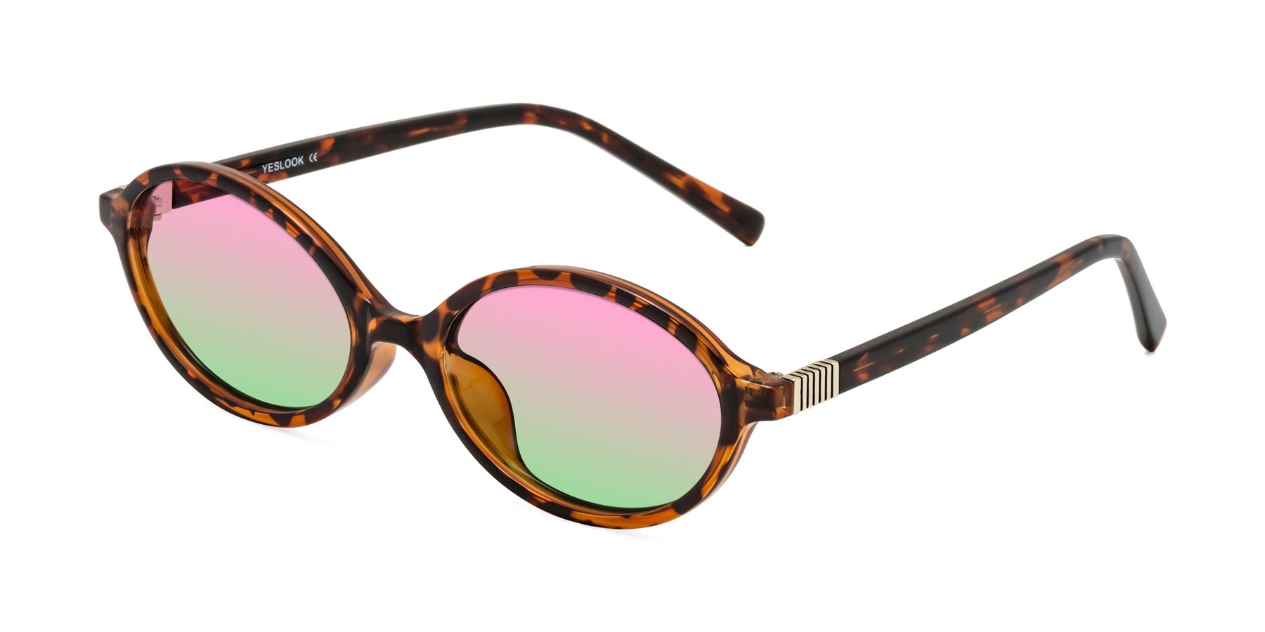 Angle of Ubell in Tortoise with Pink / Green Gradient Lenses